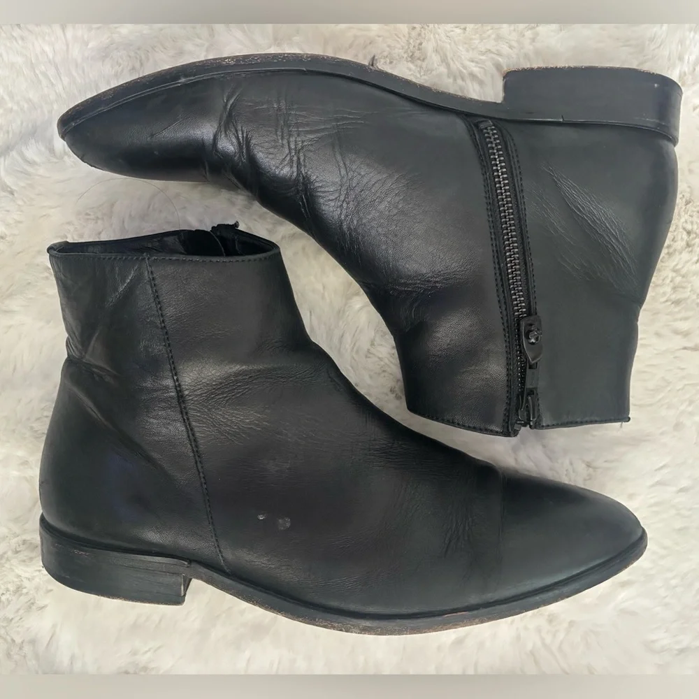 The Kooples Black Leather Ankle Boot w/ Side Zipper & Heel Size EU 41 US 10.5